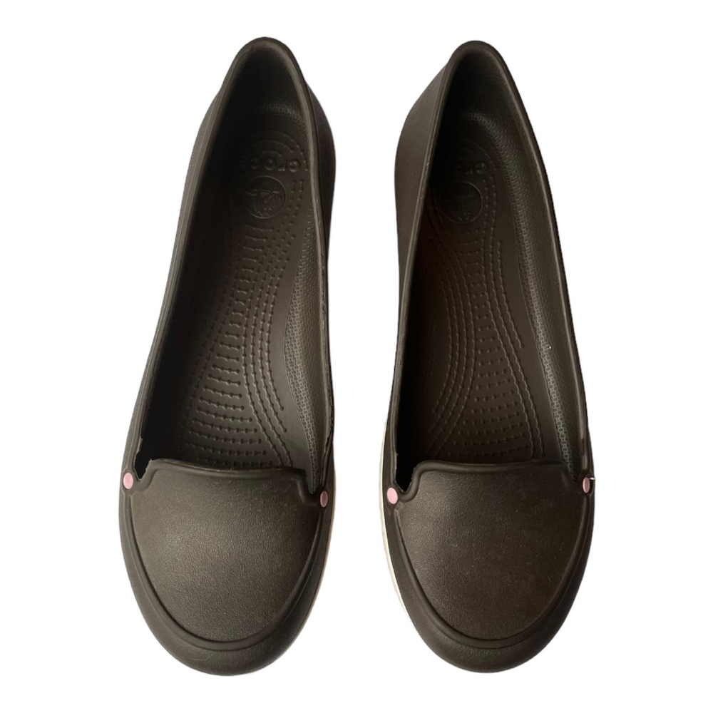 Crocs Crocband Loafer in Chocolate Brown and Millennial Pink Women’s Size 11 - Picture 3 of 9